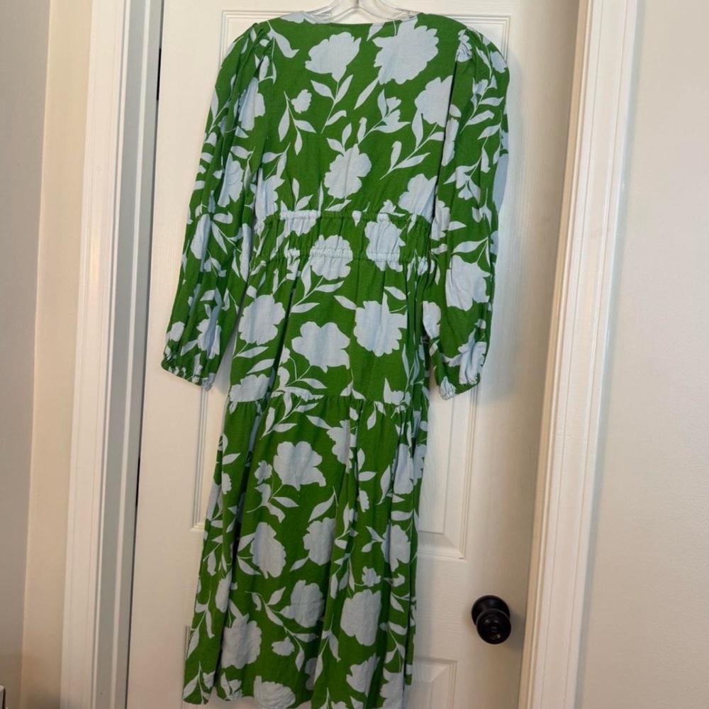 Kate Spade Green and White Floral Long Sleeve Dress - Picture 2 of 3
